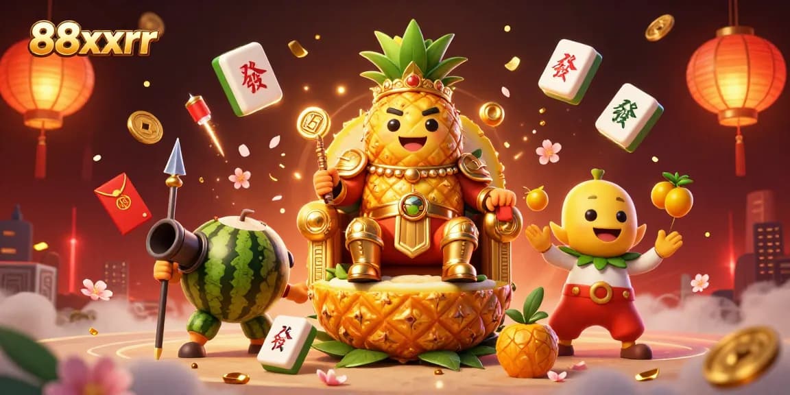 Experience thrilling adventures with the 88xxrr gaming scene featuring the golden pineapple king and vibrant casino elements.
