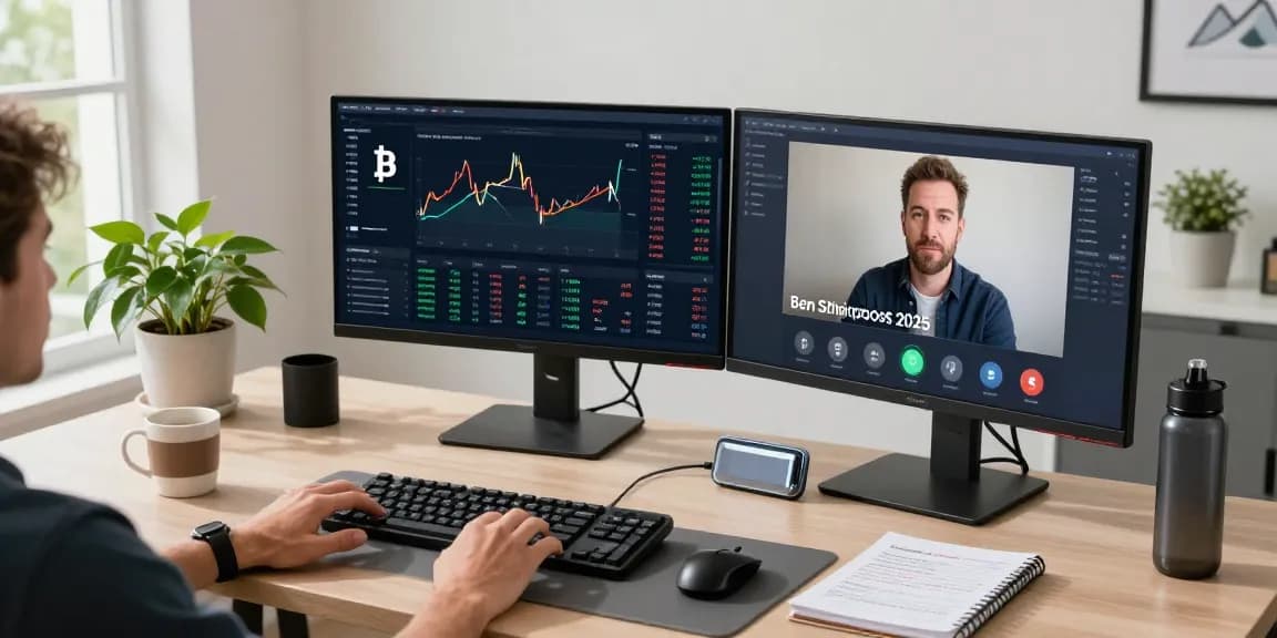 ben shapiro net worth 2025 displayed in advanced crypto trading setup with secure blockchain wallet and DeFi performance metrics in a professional home office environment