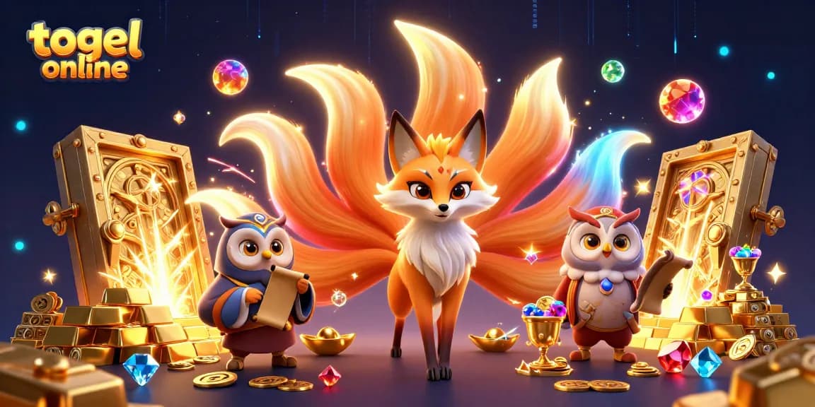 Play togel online for huge rewards in this vibrant, engaging 3D illustration filled with treasures.