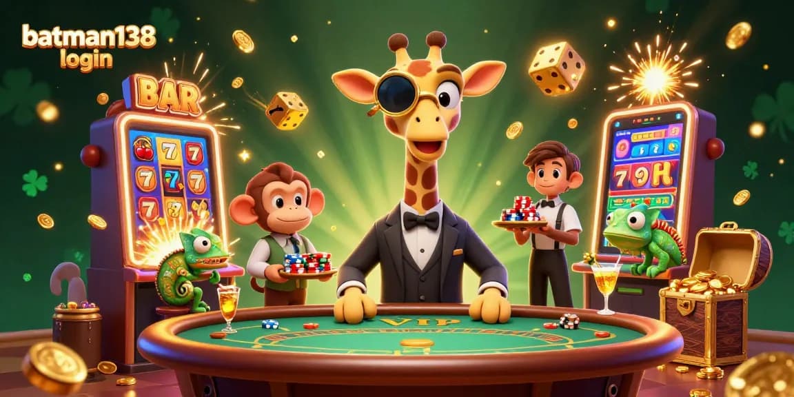 Experience seamless gaming with batman138 login, featuring vibrant casino elements and interactive characters.