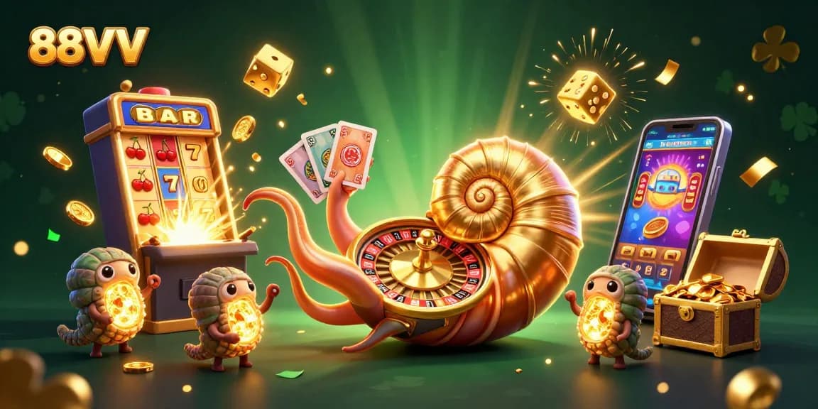 Experience the excitement of 88VV as the giant nautilus spins the roulette wheel amidst a jackpot explosion.