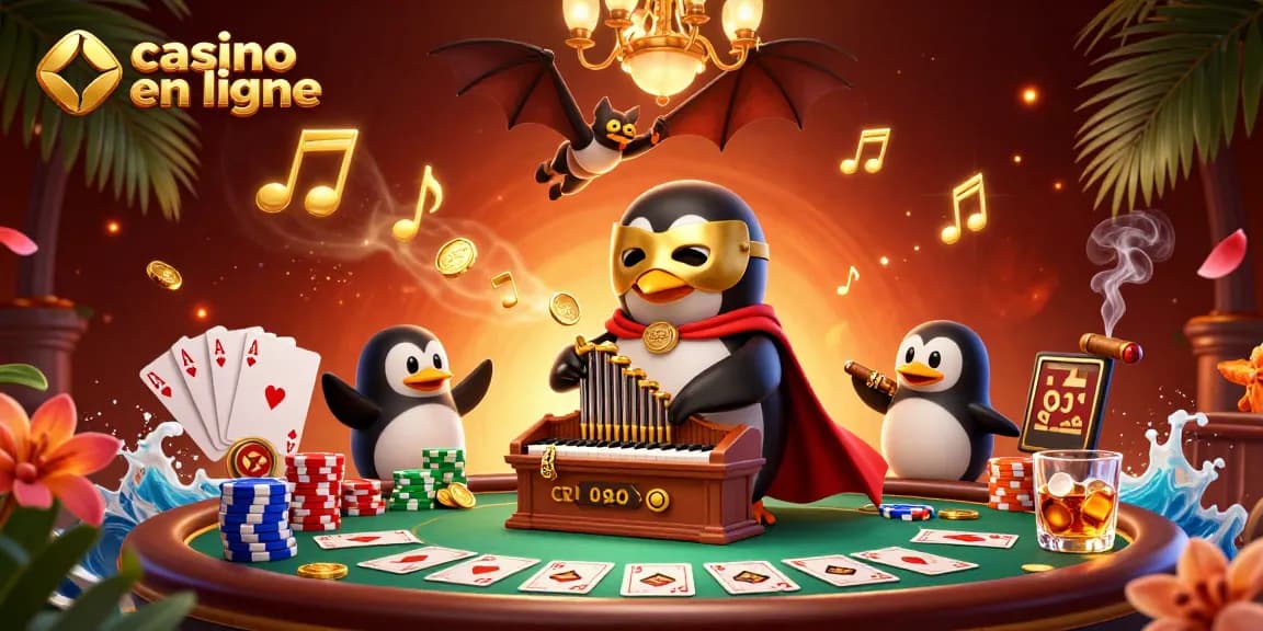 Obtenez des gains dans le casino en ligne avec une illustration colorée pleine d'action et d'éléments de poker
