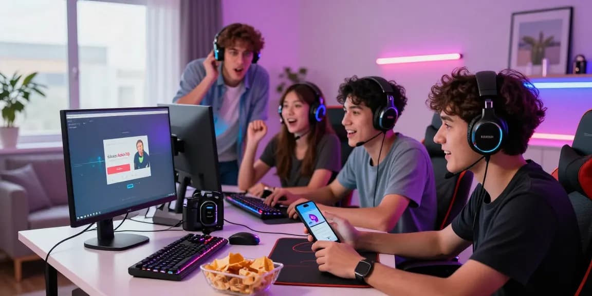 Engaging gaming scene featuring friends enjoying situs haha178 with smartphones and vibrant lighting, showcasing a lively atmosphere.