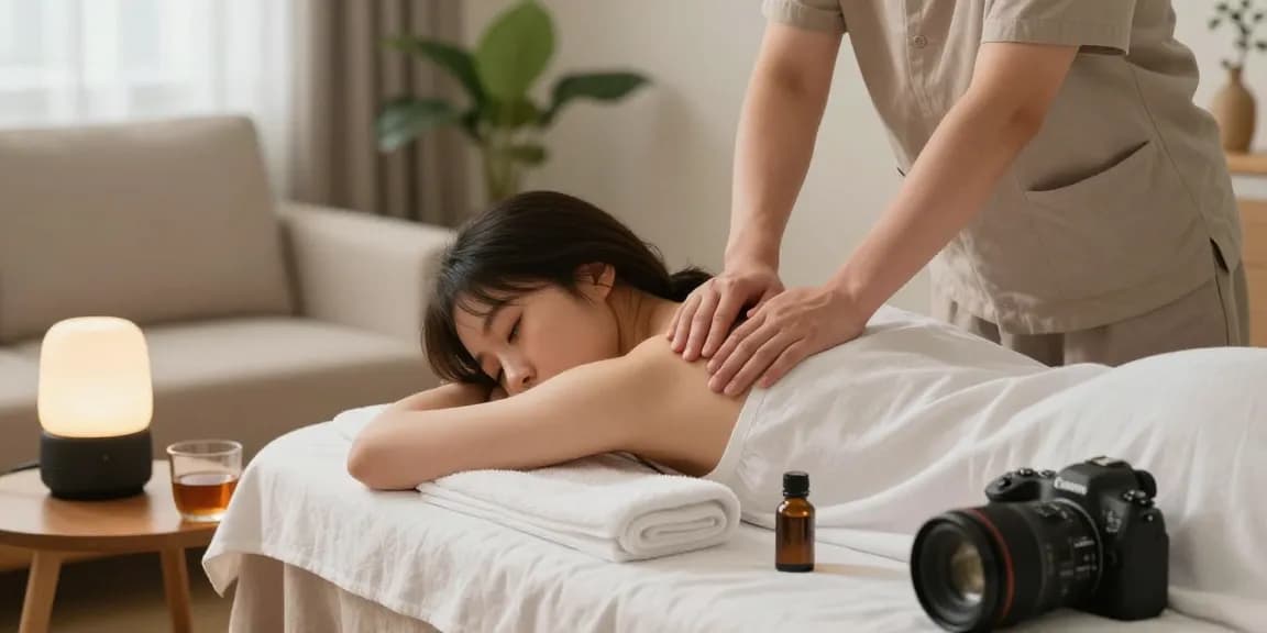 서울출장안마 home massage therapy experience with therapist soothing client in cozy setting