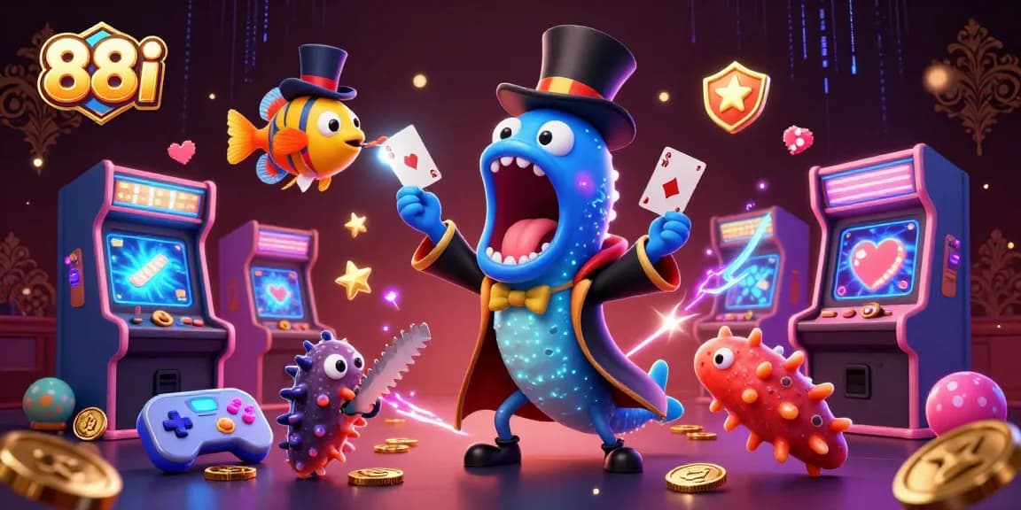 Experience thrilling gameplay at 88i with a colorful casino-themed illustration showcasing exciting deep-sea characters.