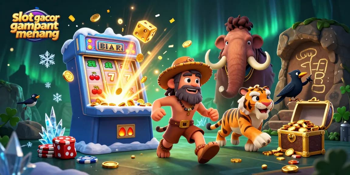 Experience the thrill of slot gacor gampang menang with a jubilant jackpot celebration in a vibrant casino scene.