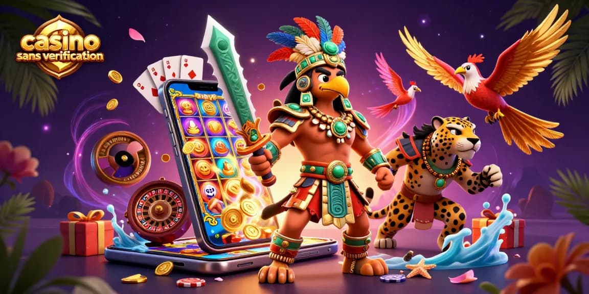 Maximisez vos gains dans un casino sans vérification avec des guerriers aztèques en action.