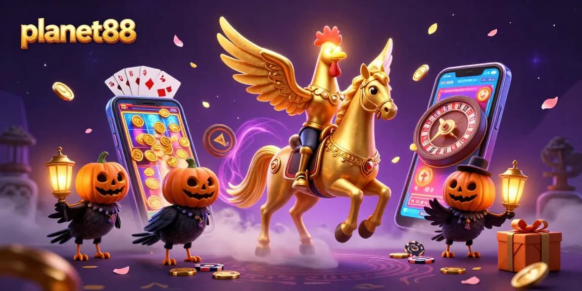 Engage with planet88's exciting online gaming environment featuring a golden rooster theme.