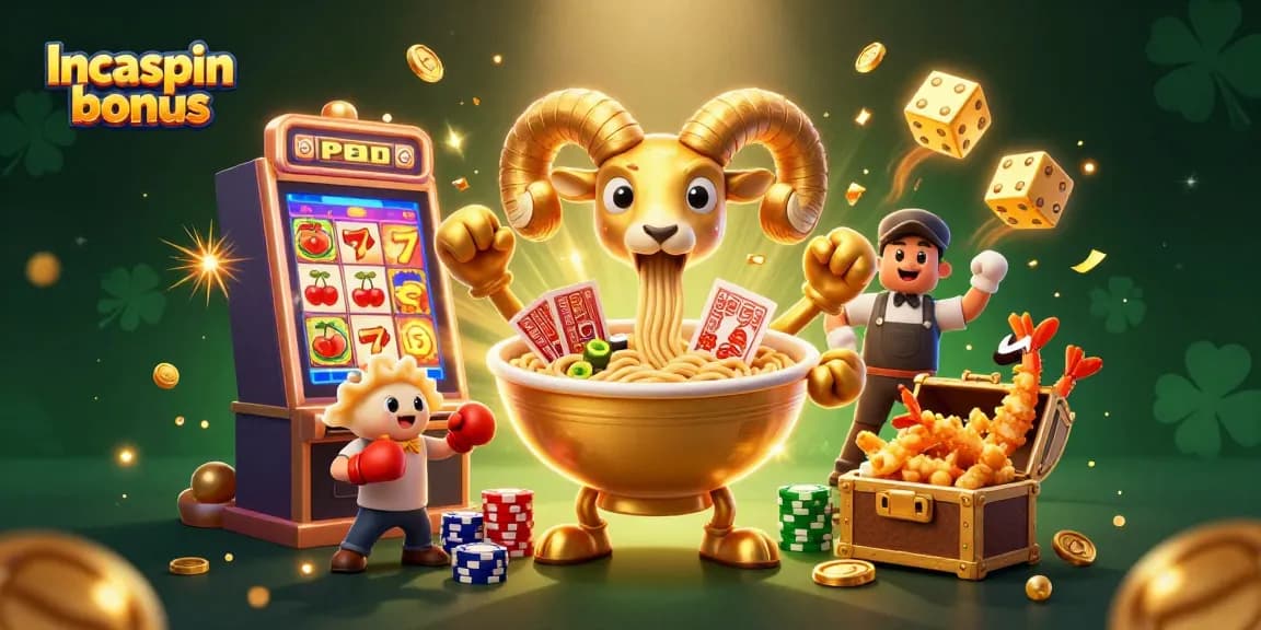 Experience the thrill of the Incaspin bonus with vibrant 3D characters celebrating casino games.