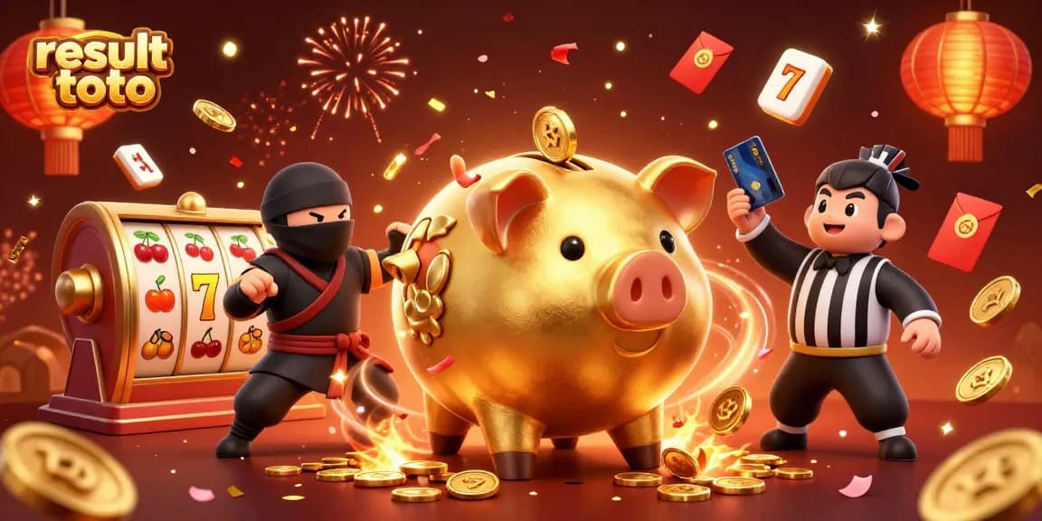 Win big with engaging result toto gaming scene featuring dynamic characters and exciting slot elements.