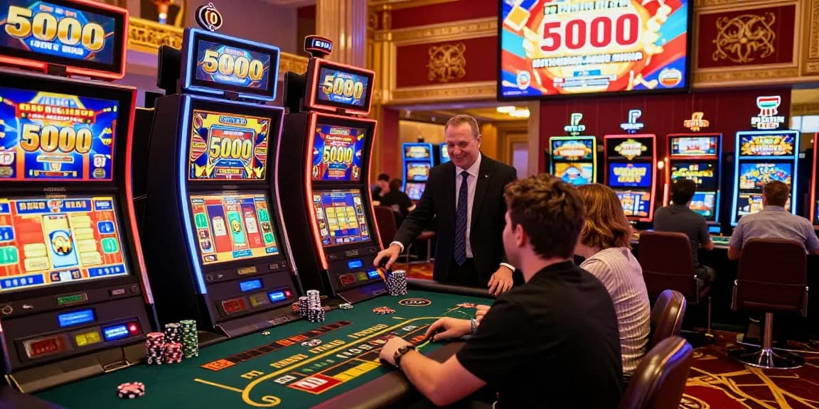 Exciting gaming atmosphere showcasing slot deposit 5000 action with players celebrating wins.