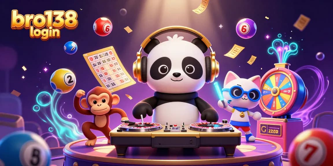 Spin to win with bro138 login featuring vibrant characters and casino elements in a lively atmosphere.