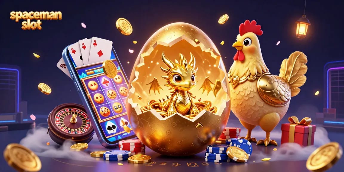 Experience the thrill of spaceman slot with this vibrant 3D golden dragon scene themed for gambling excitement.