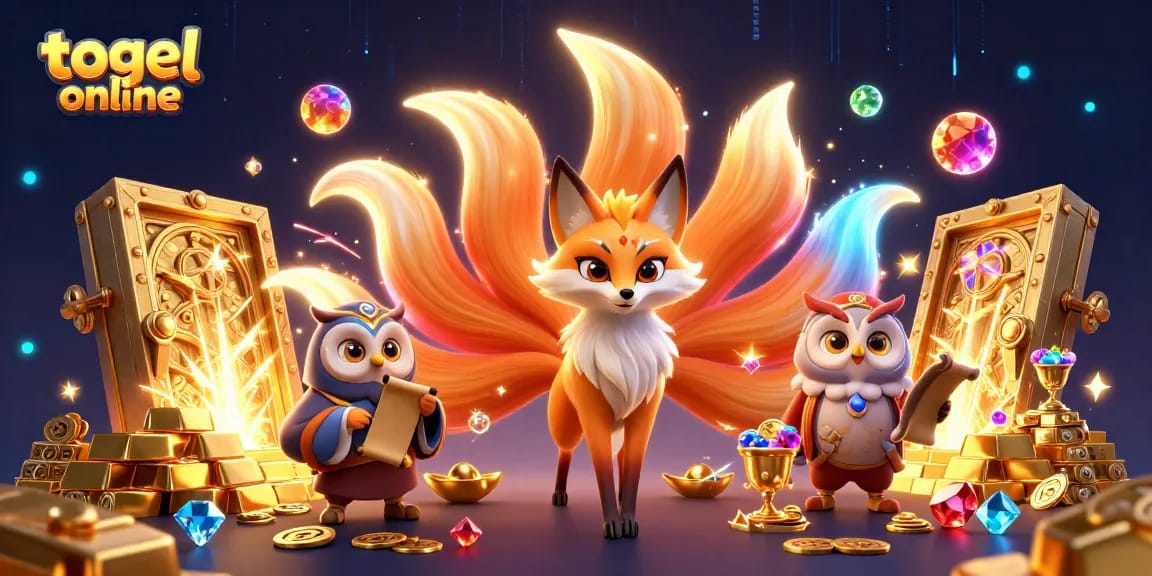 Play togel online for huge rewards in this vibrant, engaging 3D illustration filled with treasures.