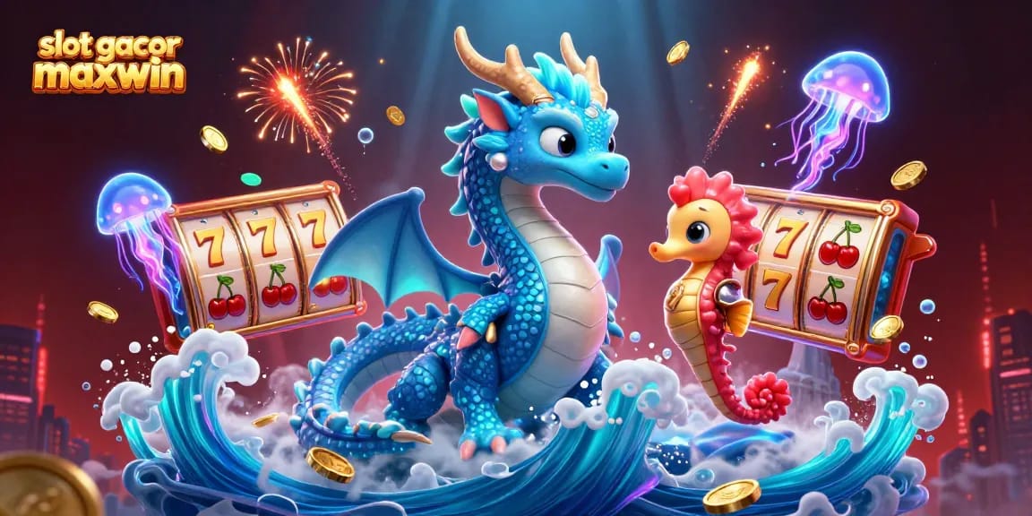 Engage with slot gacor maxwin through vibrant 3D illustration of a magical casino scene with slot reels.