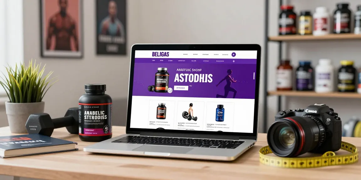 Explore Beligas Shop's premium anabolic steroids in a modern e-commerce setup, showcasing fitness equipment and health products.