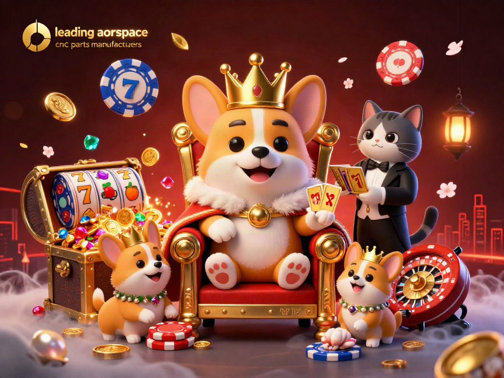 Experience the thrill of leading aerospace cnc parts manufacturers in a vibrant casino scene filled with slot reels and animated treasures.