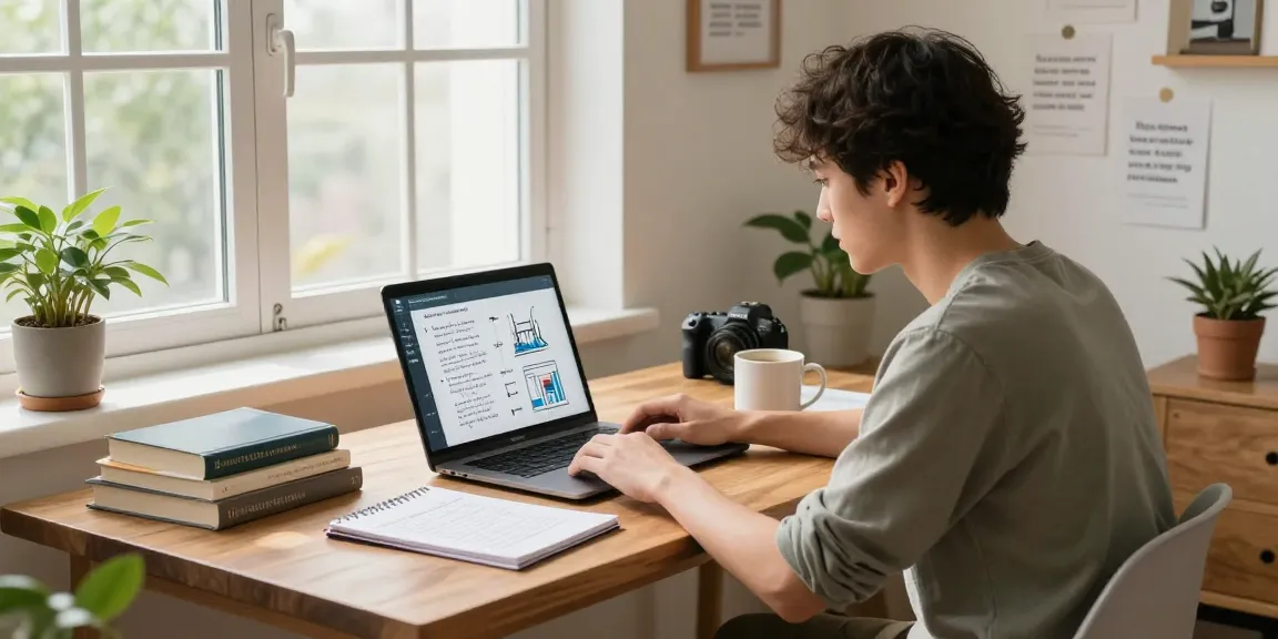 Engaged learner mastering how to learn AI skills in a cozy online setup.