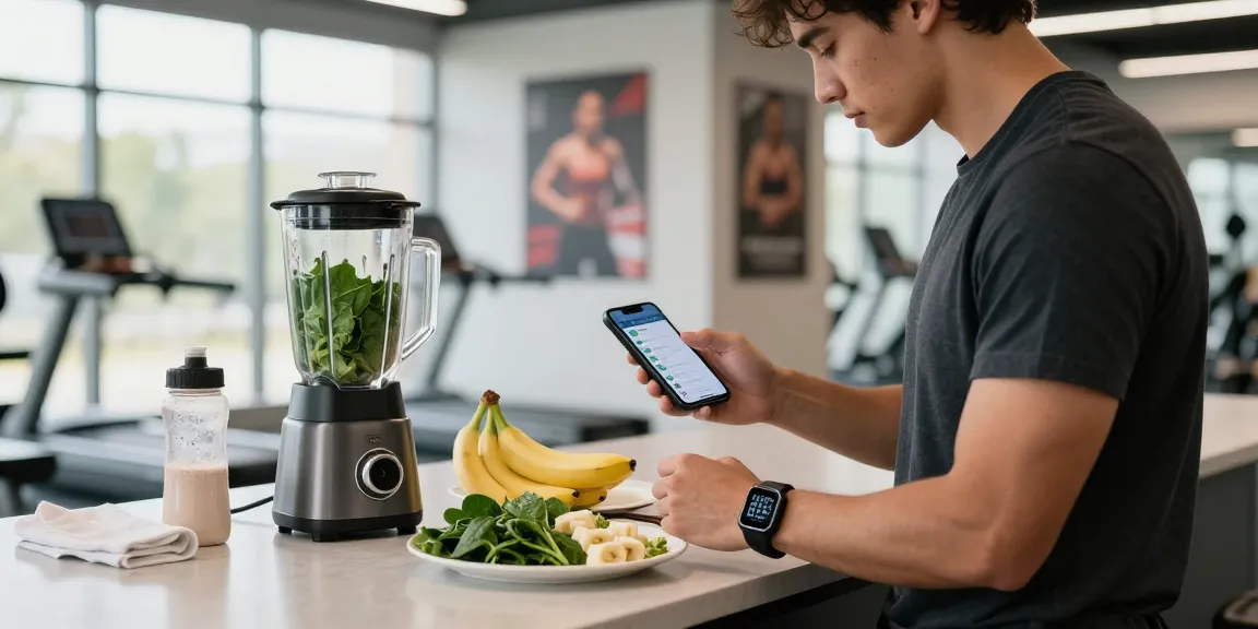 Using the best macro tracking app for post-workout nutrition planning in a gym.