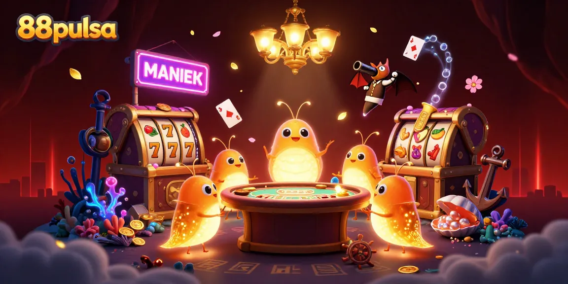 Engage with exciting slot games at 88pulsa featuring glowworms lighting up a vibrant cave casino scene.