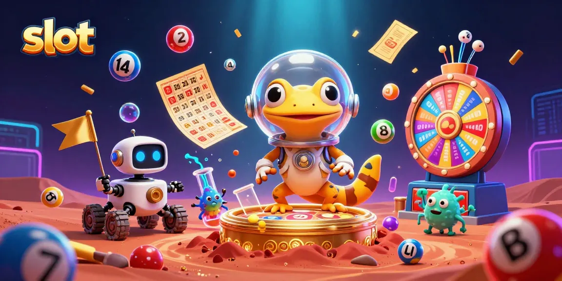 Mainkan slot dengan 3D kartun Martian gecko menemukan kasino emas yang terkubur di Mars.