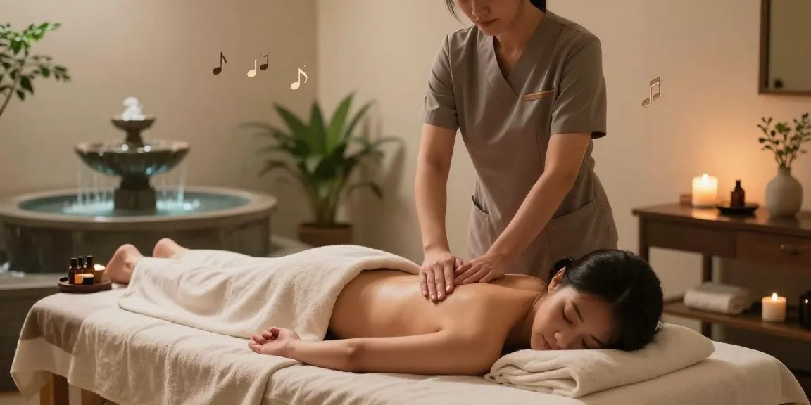 Client receiving 출장마사지 treatment in a serene spa environment with candles and soothing ambiance.