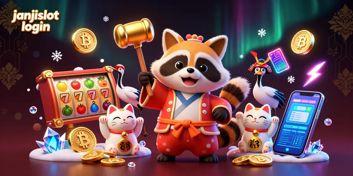 Engage with janjislot login as you explore the colorful slot reels and animated characters in this casino illustration.