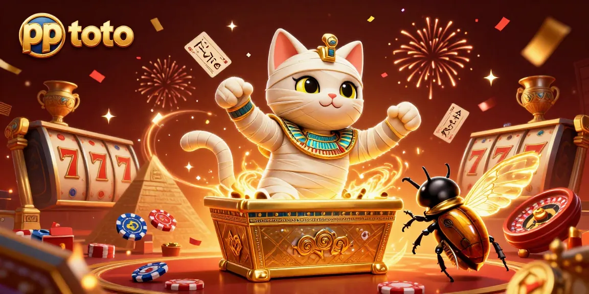 Join the fun with pp toto as the mummy cat and its friend light up the casino world!