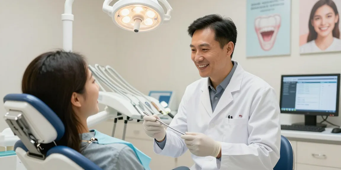 Discover more here: Patient consultation with a dentist in a welcoming clinic.