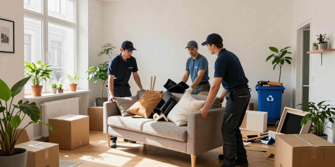 Efficient Wohnungsentrümpelung Berlin with a professional team clearing furniture and clutter from an apartment.