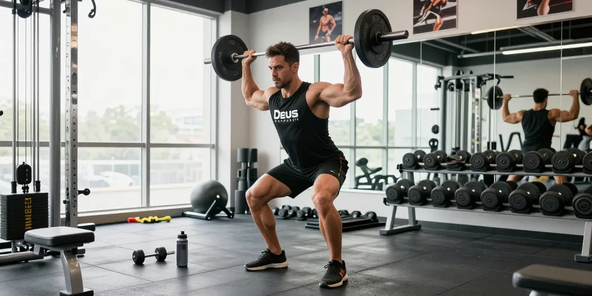 Bodybuilder exercising in a modern gym, embodying confidence and strength, representing the Deus Medical Shop brand.