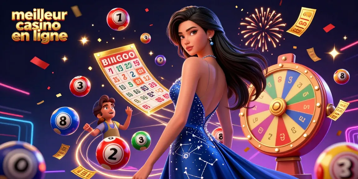 Engaging scene showcasing the meilleur casino en ligne with vibrant lottery elements and an elegant character.