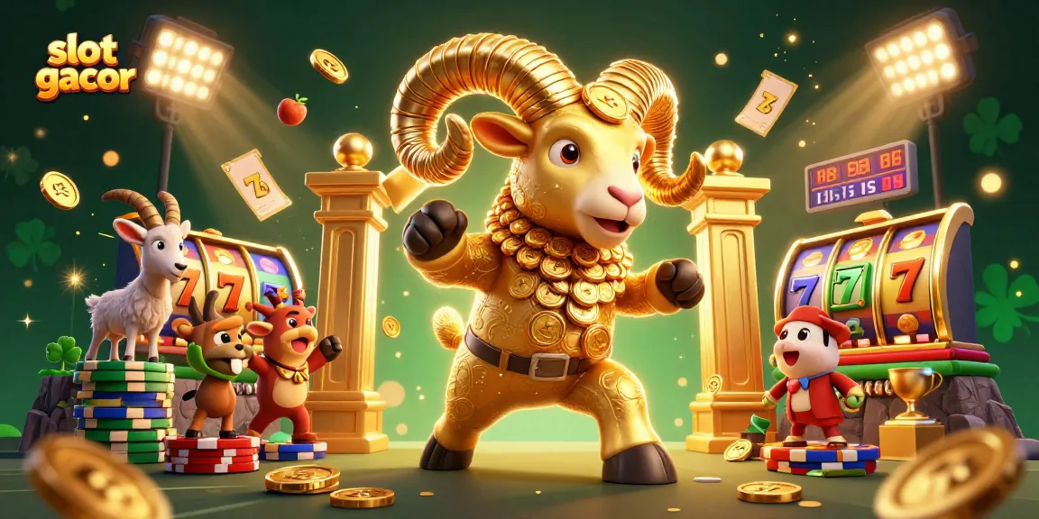 Experience the thrill of slot gacor with a dynamic, gold-themed 3D casino scene full of energy.