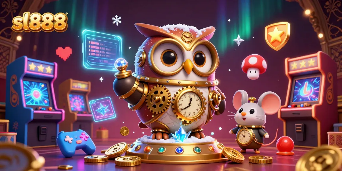 Experience the thrill of sl888 with a vibrant 3D illustration showcasing a steampunk casino adventure.