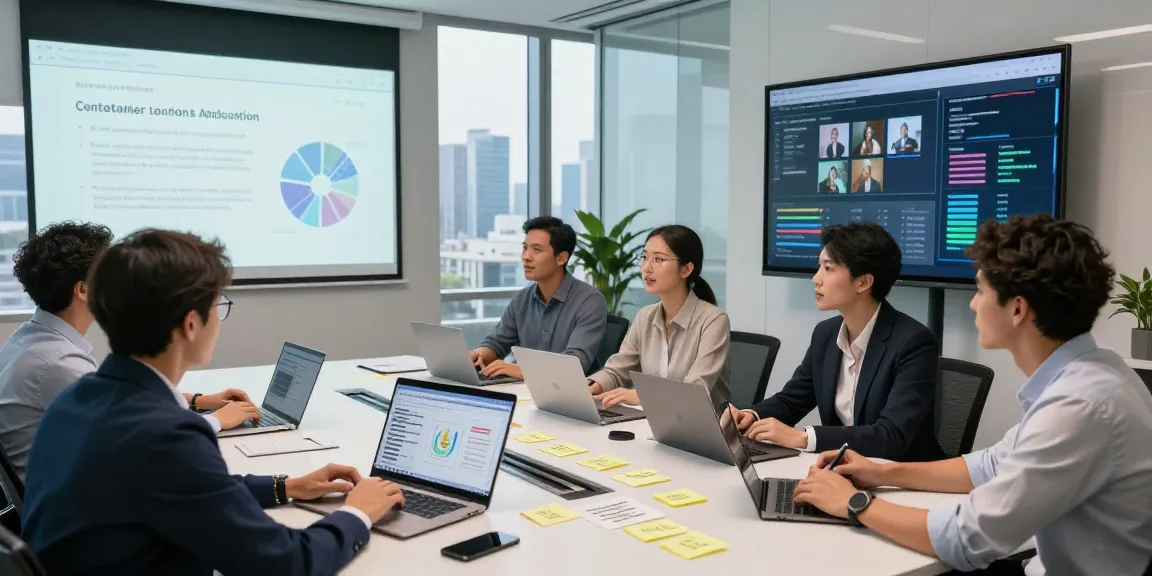 Team meeting to detect AI images and discuss content moderation strategies in a modern office setting.