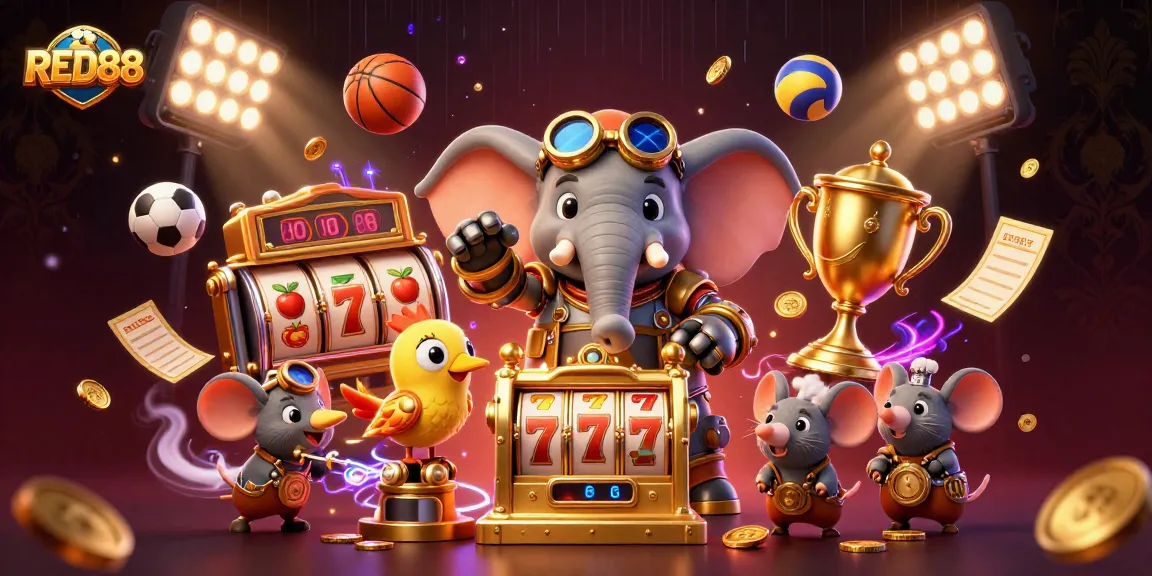 Experience winning at RED88 with a steampunk elephant engineer at a captivating casino.