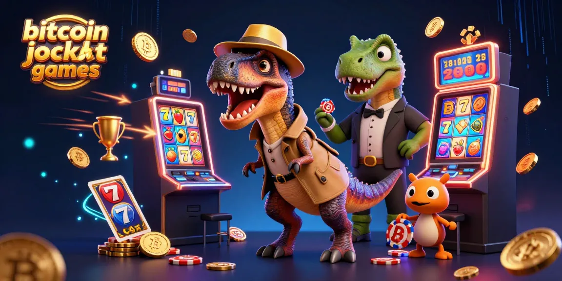 Experience exciting bitcoin jackpot games with a velociraptor and quirky companions at the slots.