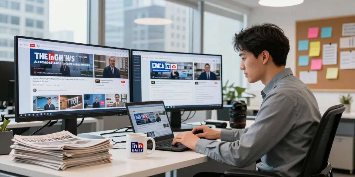 Engaging newsroom scene at https://www.theindaily.com with journalist at work