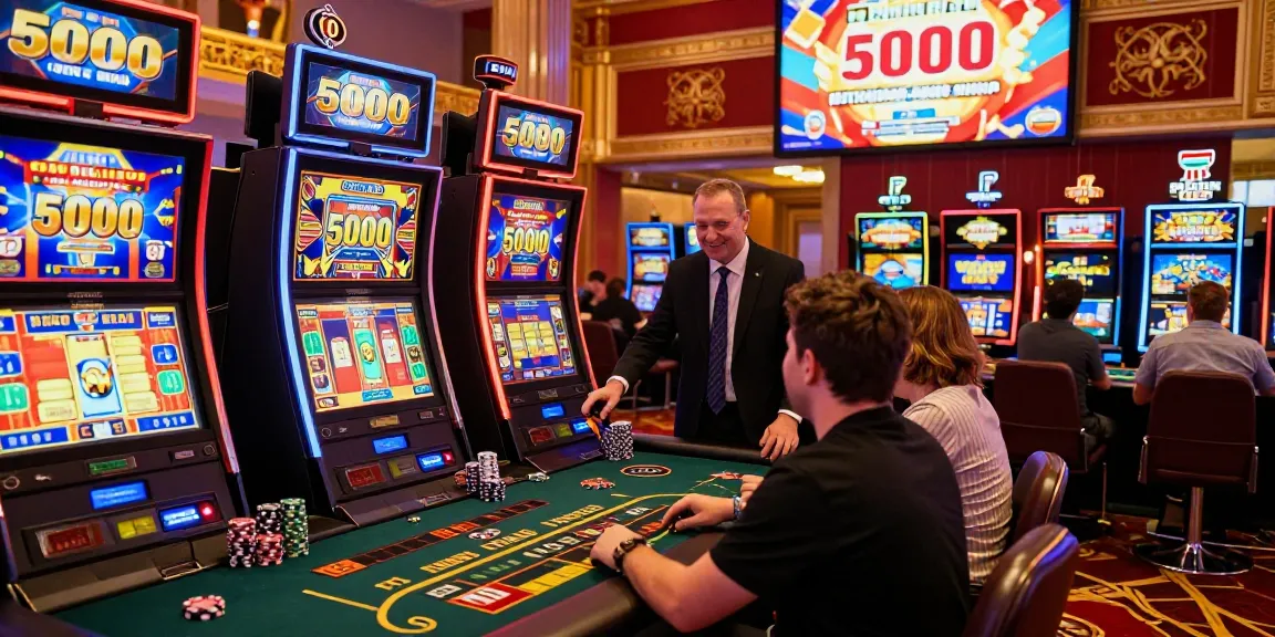 Exciting gaming atmosphere showcasing slot deposit 5000 action with players celebrating wins.