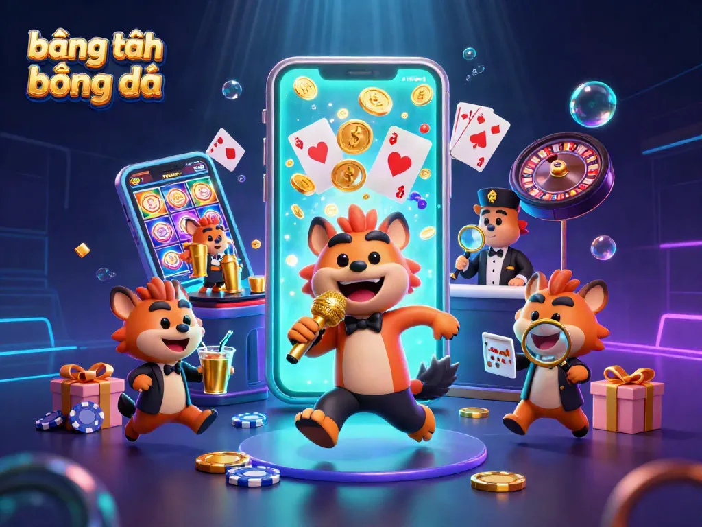 Watch bảng xếp hạng bóng đá with animated hyenas in a vibrant casino scene showcasing gambling excitement.