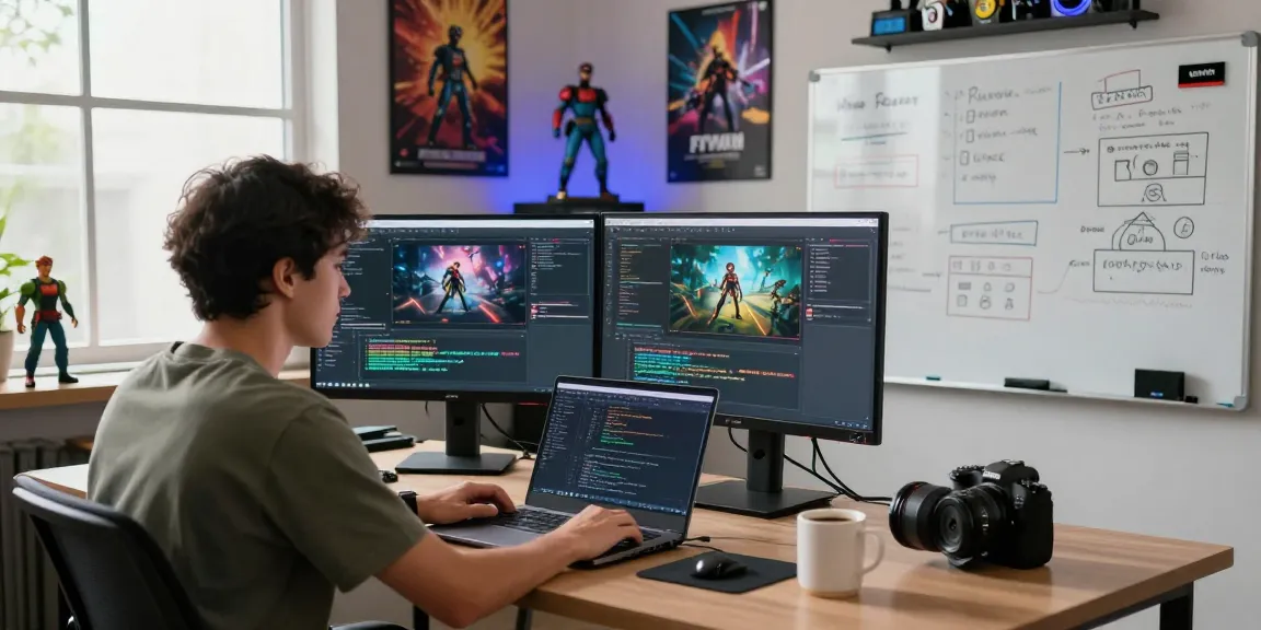 Dynamic FiveM assets development scene with screens showcasing scripts.