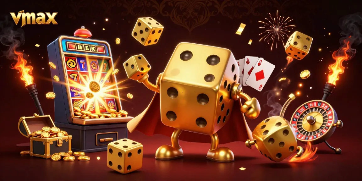 Experience vmax dynamic casino gameplay with golden dice and exciting game elements.