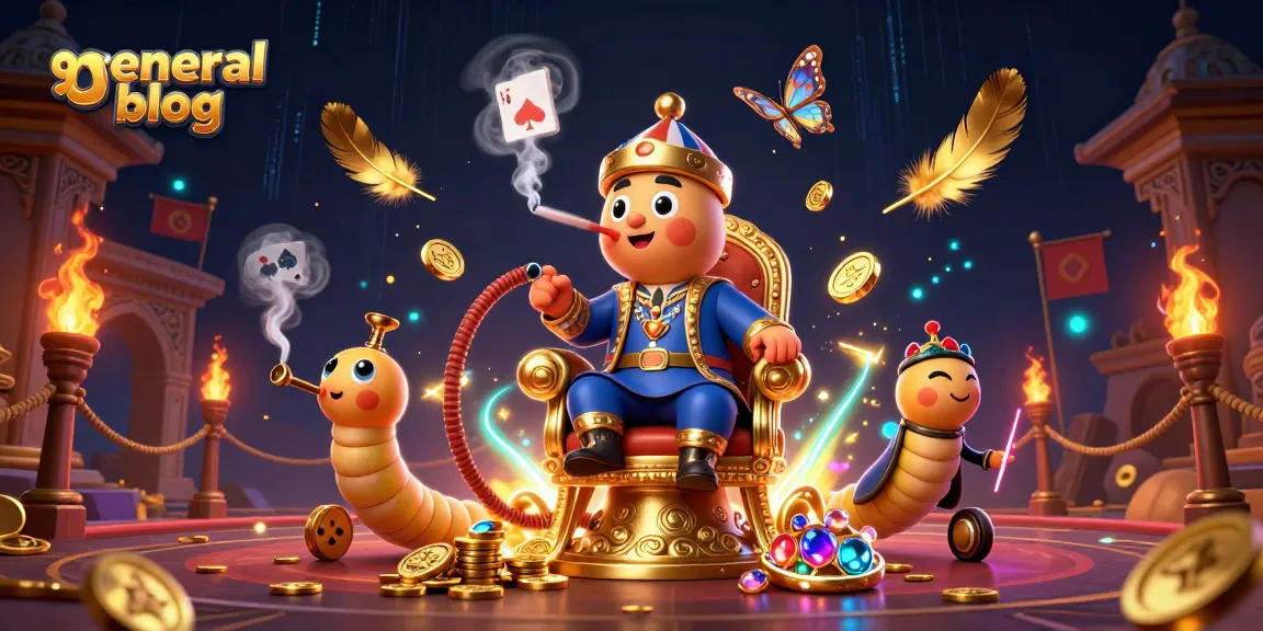 Experience the vibrant general blog scene with a Turkish sultan caterpillar, poker symbols, and shimmering golden coins.
