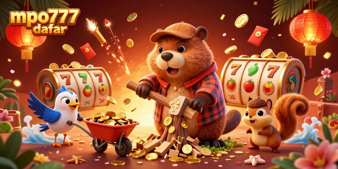 Join in the fun on mpo777 daftar as our cartoon characters collect golden gambling treasures in a vibrant casino scene.