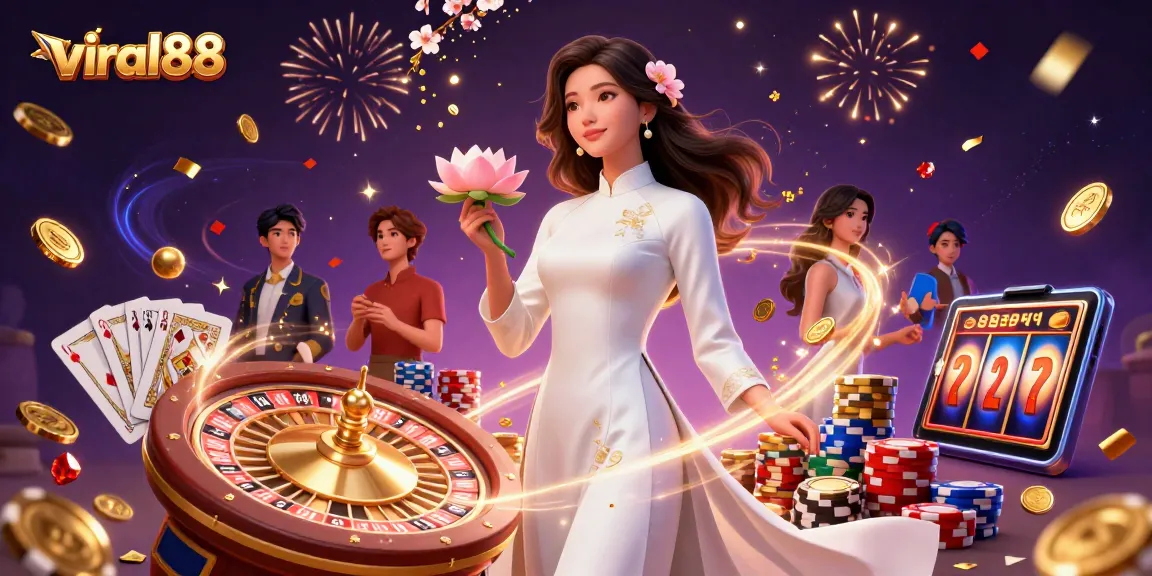 Experience the thrill of viral88 with a vibrant casino scene featuring rich game elements.