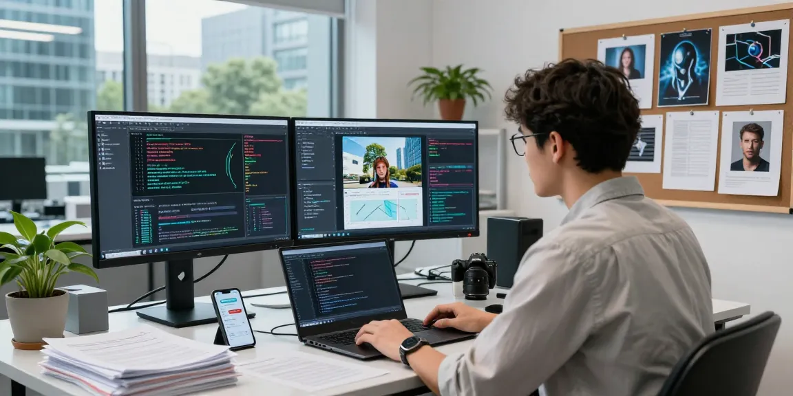 AI-Generated Image Detection in action, showcasing data analysis and algorithmic processes in a modern lab.