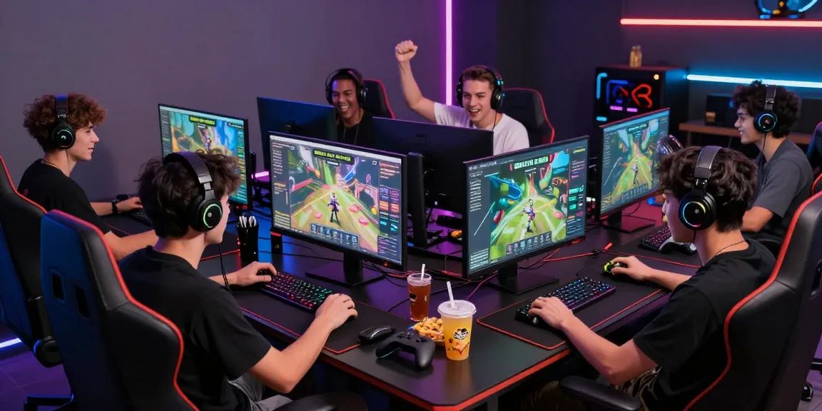 BATIK 88 dalam lingkungan permainan online, gamer bersenang-senang dengan perangkat gaming modern.
