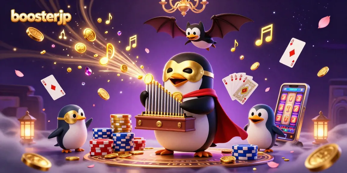 Mainkan permainan slot seru di boosterjp dengan suasana kasino yang meriah.