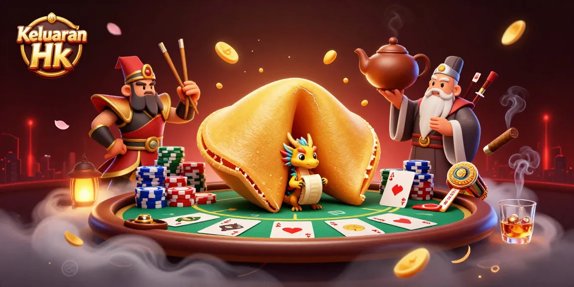 Keluaran Hk display featuring a vibrant casino scene with a dragon and fortune cookie, creating an engaging gambling atmosphere.