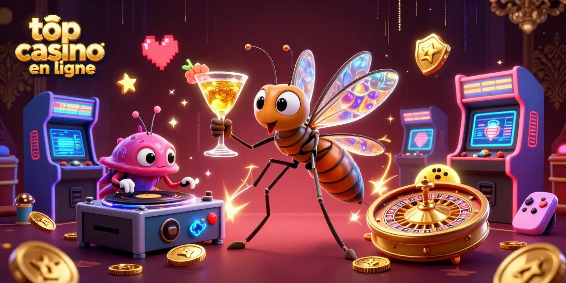 Vivez l'excitation des jeux de casino en ligne avec notre illustration de top casino en ligne dynamique et colorée